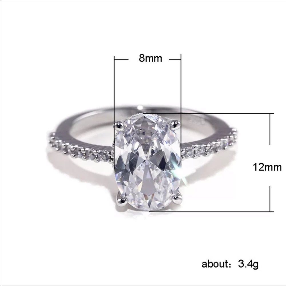 *NEW*925 Silver Oval Cut Diamond Ring 💍 - Picture 6 of 6